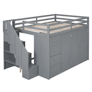 Loft Bed With Built In Wardrobes, Cabinets And Drawers