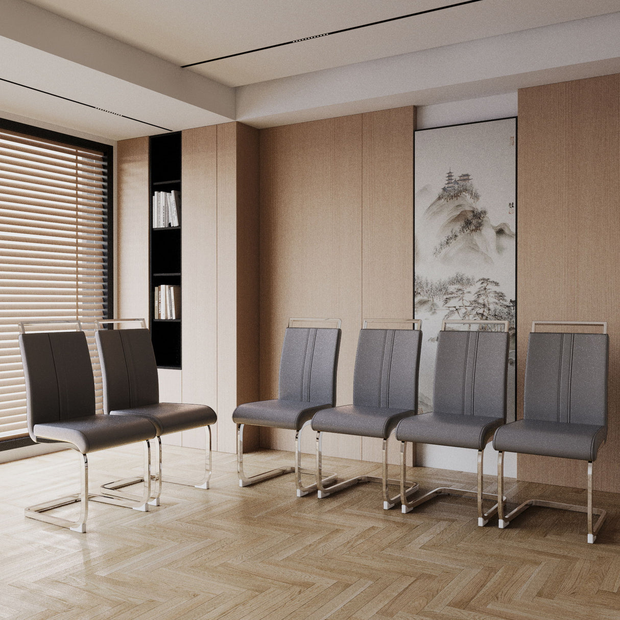 Modern Dining Chairs With Padded Seat, High Back