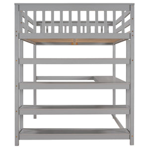 Loft Bed With Storage Shelves And Under Bed Desk