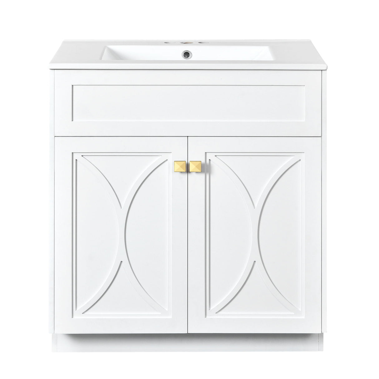 Bathroom Vanity With Sink, Freestanding Storage Cabinet With Handles, Soft Closing Doors