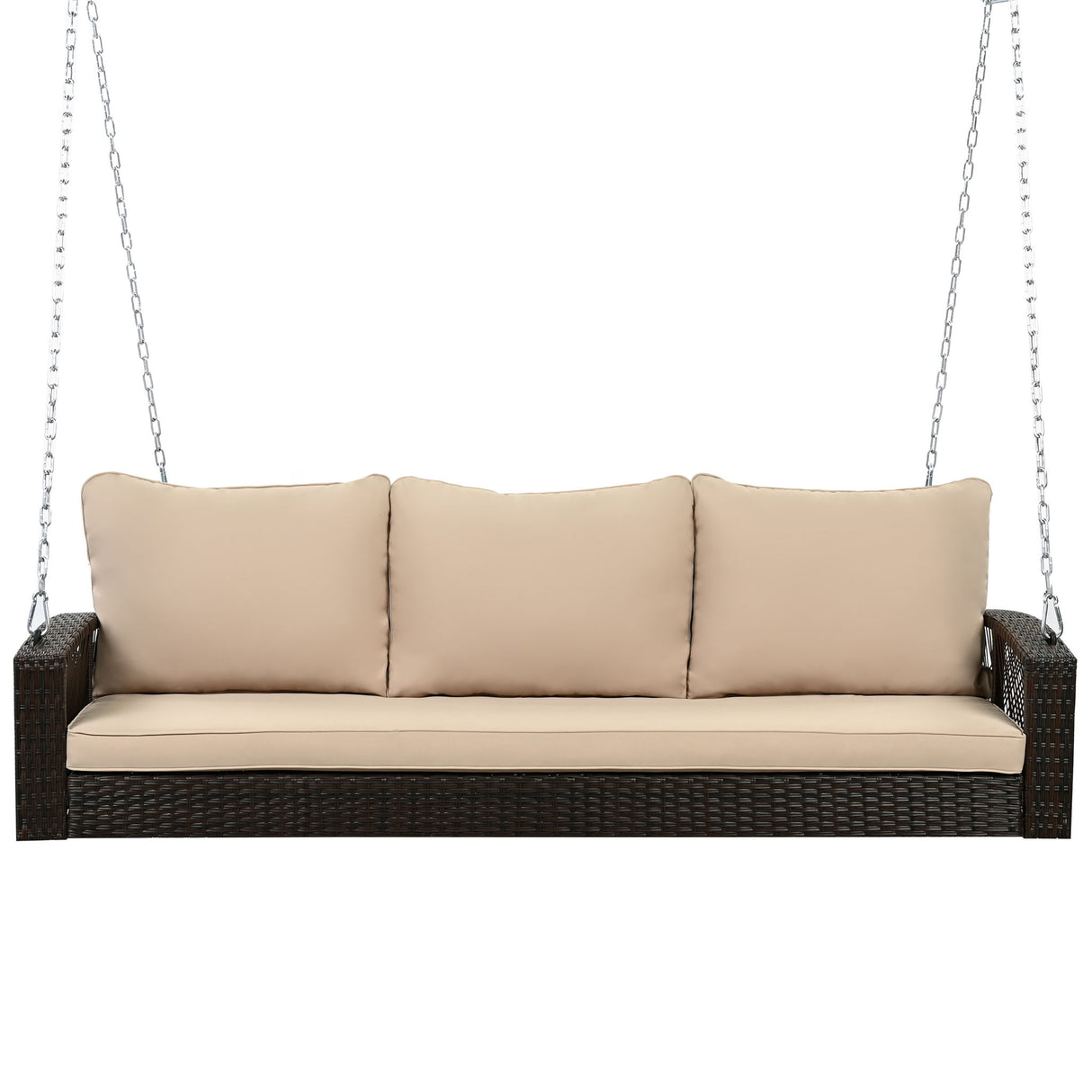 3 Person Large Patio Swing Bench With Cushions For Backyard