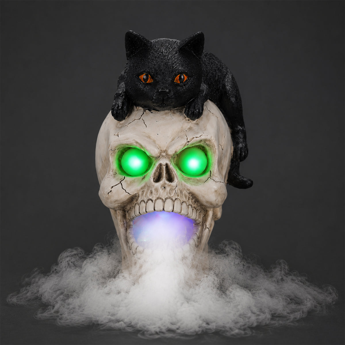 Halloween Cat Skull Statue