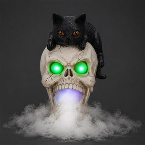 Halloween Cat Skull Statue