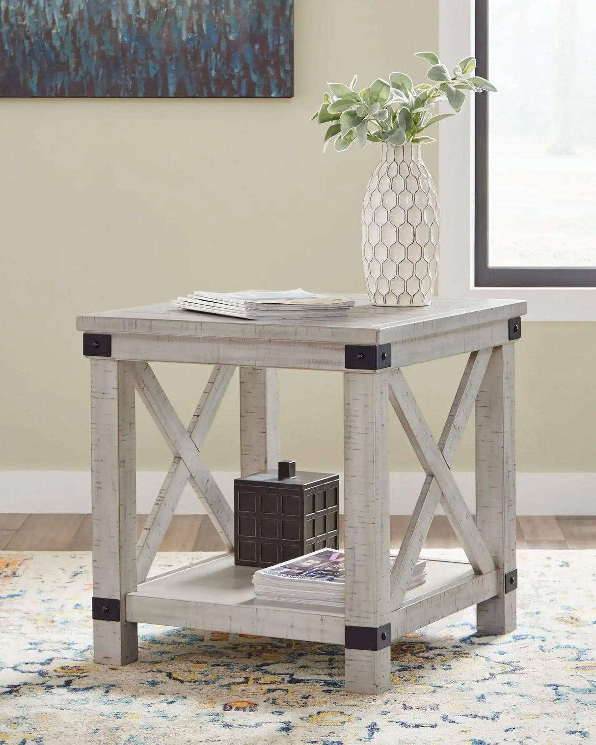 Carynhurst - Rectangular End Table - Whitewash - Best Buy Furniture