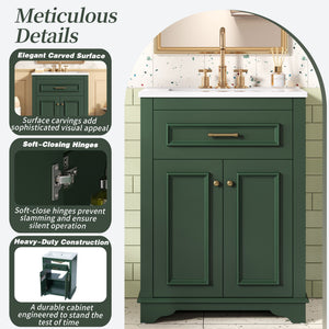 Bathroom Vanity With Integrated Sink, 2 Door Cabinet With Tip Out Drawer, Rectangular Design