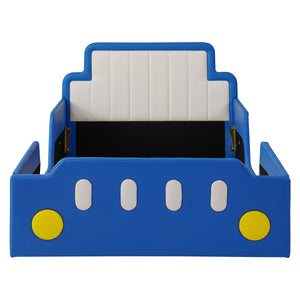 Twin Size Race Car-Shaped Platform Bed with Safety Rails - Red/Blue