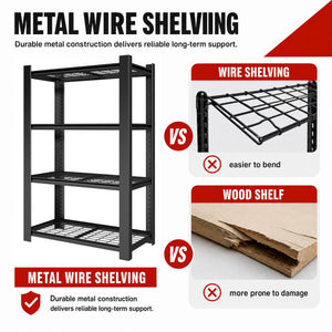 60"H 4-Tier Adjustable Heavy Duty Shelving Metal Mesh Storage Rack (2240 Lbs Loading Capacity) - Metal Shelf Organizer for Pantry, Garage, Kitchen - 40"W*20"D*60"H -