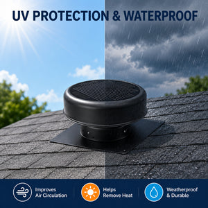 12" Flush Mount Round Solar Roof Vent Fan, 30W Dual Power