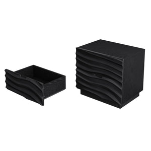 Nightstands, Bedside Table With 2 Drawers (Set of 2) - Black