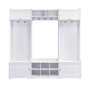 Wide Hall Tree With Shoe Storage, 4 In 1 Entryway Bench