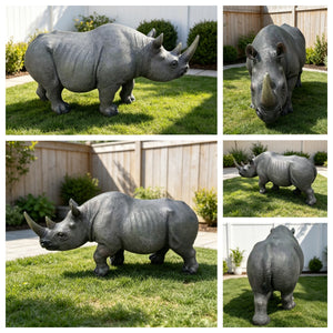 27.5" Large Realistic Rhinoceros Garden Statue