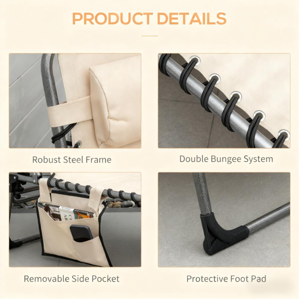 Outdoor Reclining Camping Tanning Chair with Headrest
