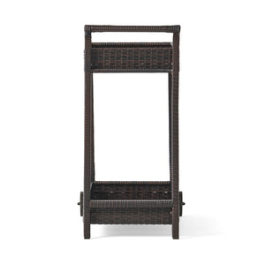 Resin Wicker Bar Cart With Metal Frame - Brown