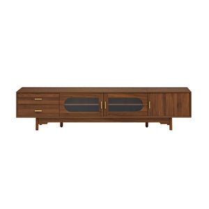 Modern TV Stand With Fluted Glass Doors & 2 Drawers