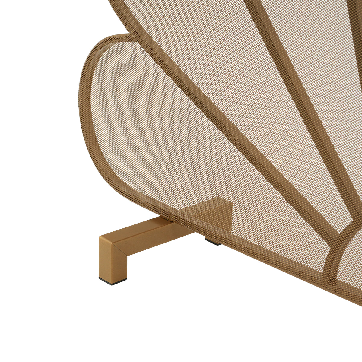 Gold Fan-Shaped Fireplace Screen with Mesh Spark Barrier - Gold