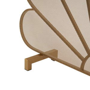 Gold Fan-Shaped Fireplace Screen with Mesh Spark Barrier - Gold