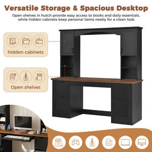 ON-Trend Farmhouse Arched Computer Desk with Hutch