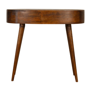 Solid Wood Chestnut Rounded Writing Desk, 1-Drawer, 1 Open-Slot