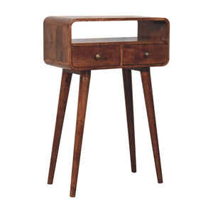 Solid Wood Mini Curved Honey Console Table