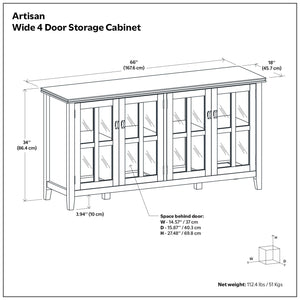Artisan - Handcrafted Wide 4 Door Storage Cabinet