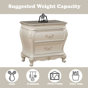 Chantelle - Nightstand With Granite Top - White - Best Buy Furniture