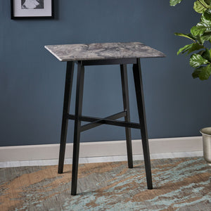 Modern Bar Height Dining Table, Rubberwood Legs And Laminate Table Top