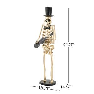 64.6 Inch Metal Skeleton Musician Statue