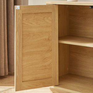 Contemporary Wave Shaped TV Stand With Rattan Doors