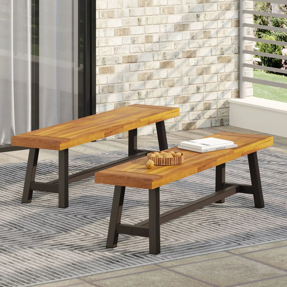 Tranquilizer - Outdoor Acacia Wood Bench With Slat Panel Design - Best Buy Furniture