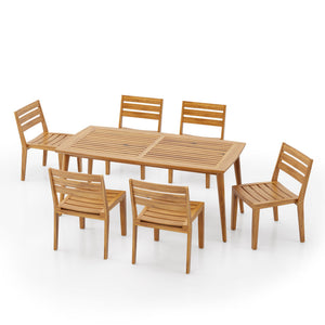Outdoor 7 Pieces Rustic Patio Dining Set - Teak