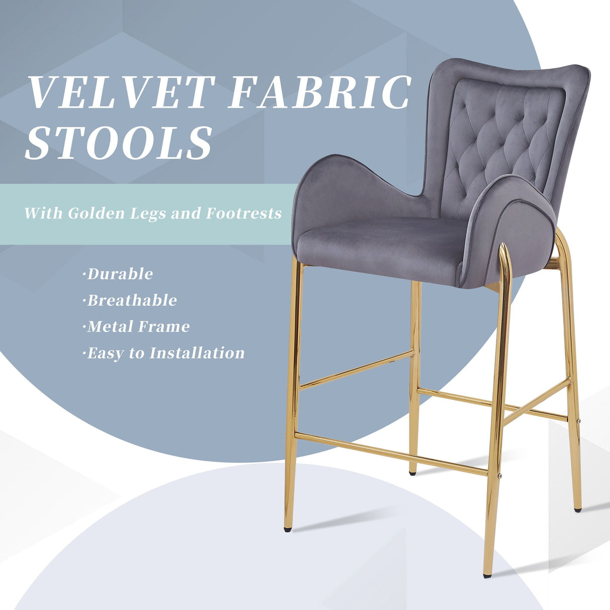 Velvet Fabric Counter Height Bar Stools (Set of 2) - Best Buy Furniture