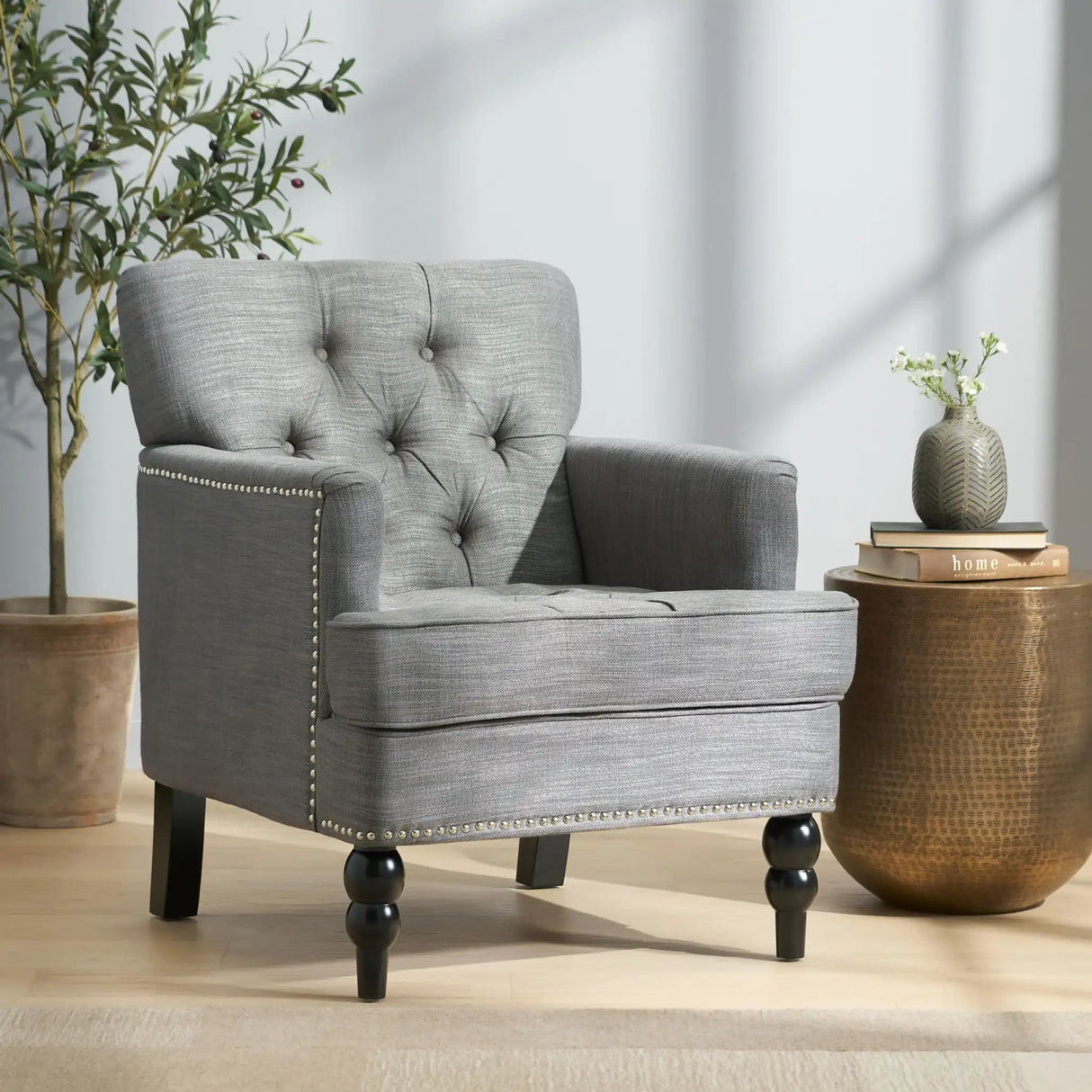 Harrison - Tufted Club Chair With Button Tufted Back And Birch Wood Legs - Best Buy Furniture
