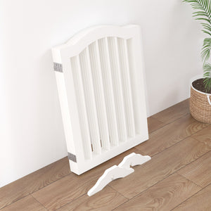 4 Panel Freestanding Pet Gate With Foldable Design And Support Feet - White