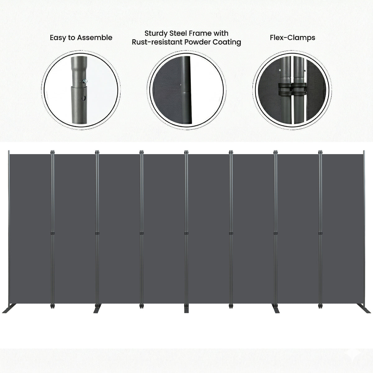8-Panel Folding Privacy Screen