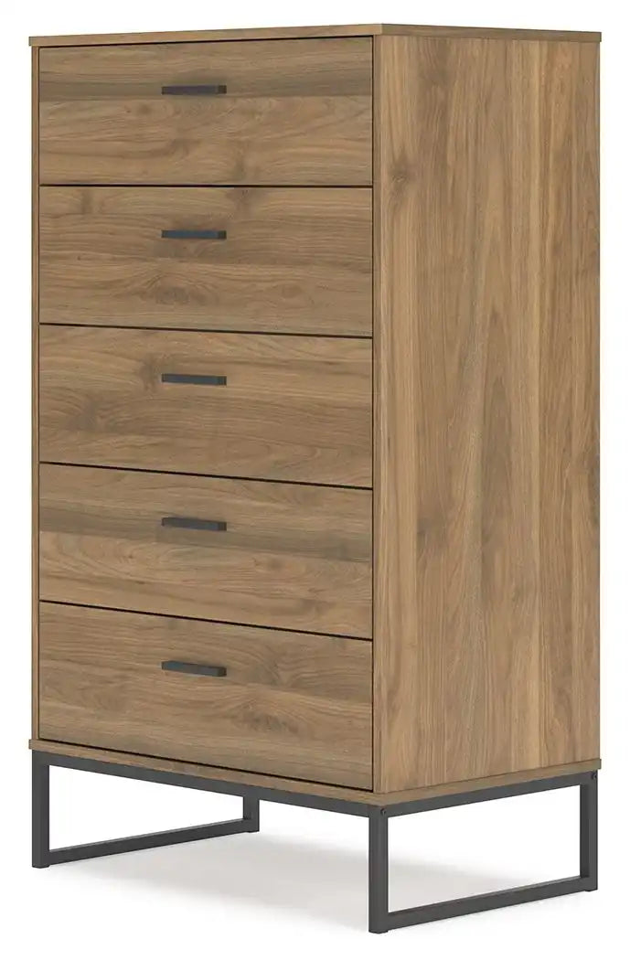 Deanlow - Five Drawer Chest - Honey - Best Buy Furniture