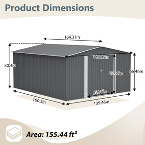 12×14 ft Outdoor Metal Storage Shed