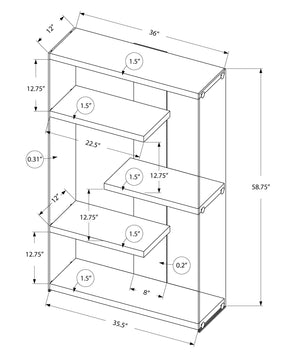 Bookshelf, Bookcase, Etagere, 5 Tier, Office, Glossy Contemporary & Modern - White - Best Buy Furniture