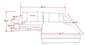 Luxe - Oversized 2 Piece Sectional Couches For Living Room, L Shaped Sofa With Chaise