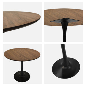Mid-Century Round Dining Table With Pedestal Base For 2 - 4 People