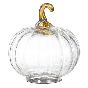 Set of 4 Clear Glass Pumpkin Decor