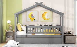 Creativity House Bed With Twin Size Trundle