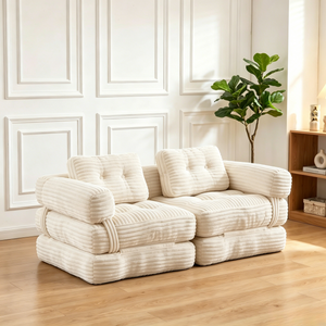 Boneless Foldable Floor Sofa Bed with Armrest & Pillows