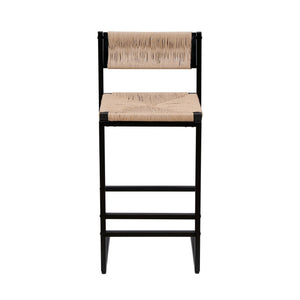 Bar Stools Paper Rope Weave Dining Chairs With Back Hand Weave Stools For Kichen Island, Bar & Counter (Set of 2)