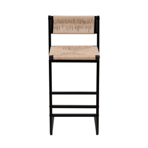 Bar Stools Paper Rope Weave Dining Chairs With Back Hand Weave Stools For Kichen Island, Bar & Counter (Set of 2)