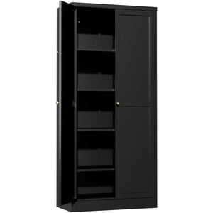 Kitchen Pantry Cabinet With 4 Adjustable Shelves, Heavy Duty Freestanding Organizer
