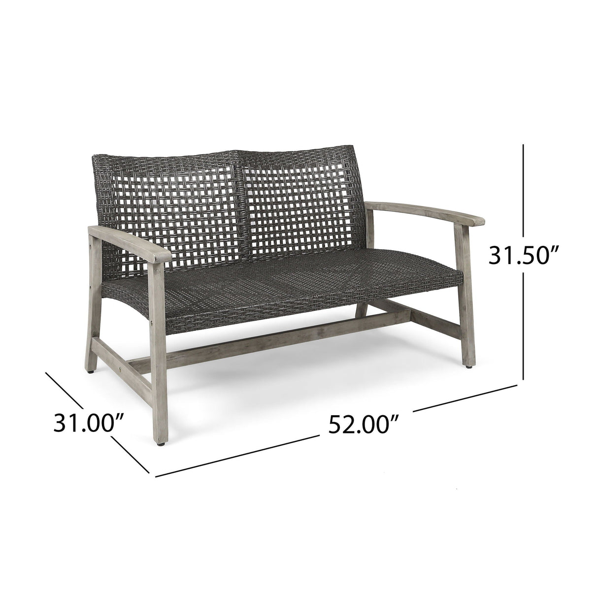 Hampton - Outdoor Wood And Wicker Loveseat - Gray - Best Buy Furniture