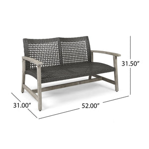 Hampton - Outdoor Wood And Wicker Loveseat - Gray - Best Buy Furniture