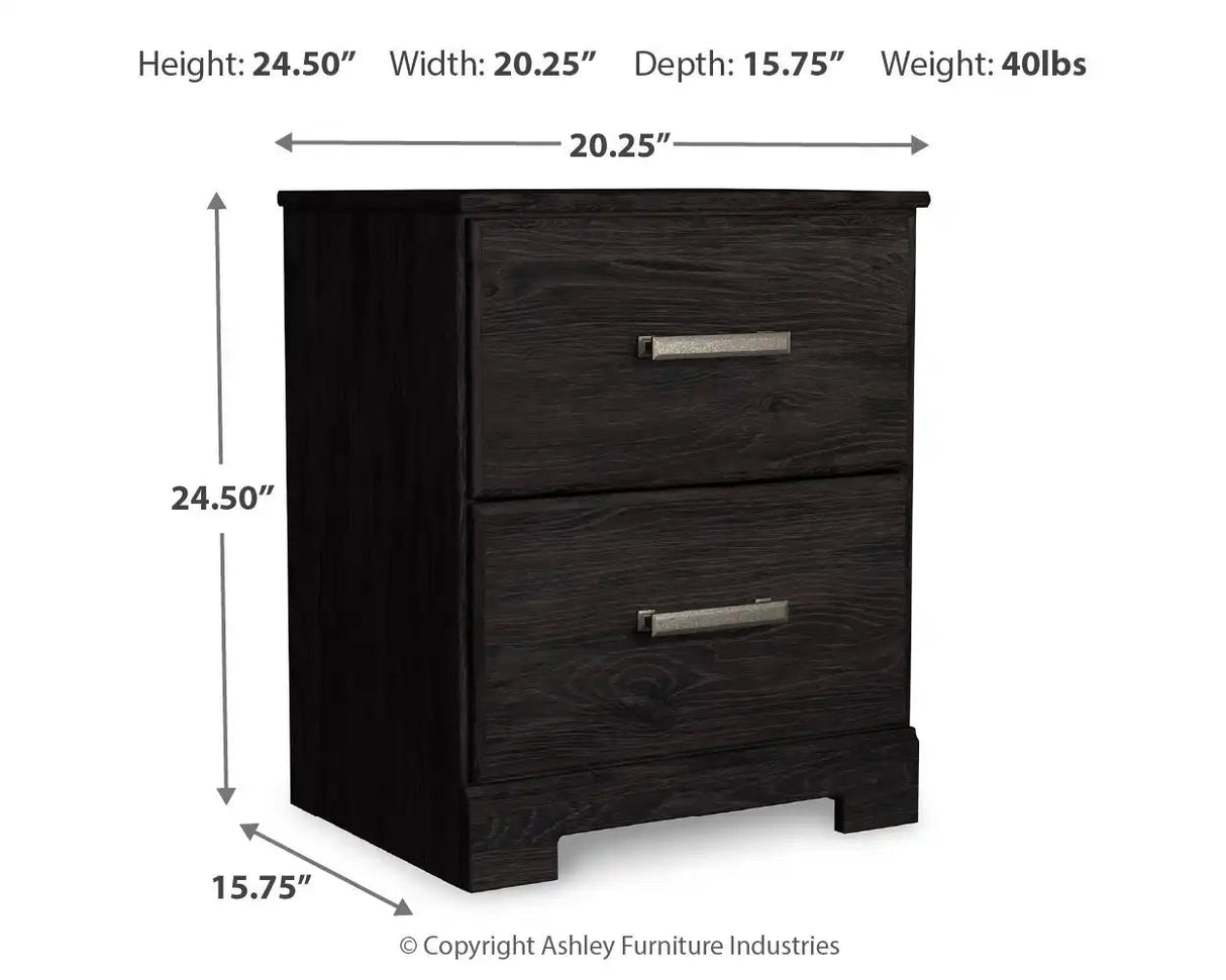 Belachime - Two Drawer Night Stand - Charcoal - Best Buy Furniture