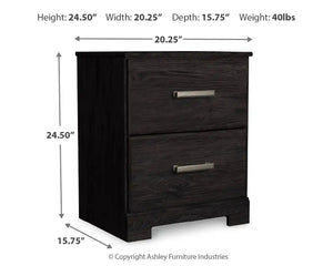 Belachime - Two Drawer Night Stand - Charcoal - Best Buy Furniture