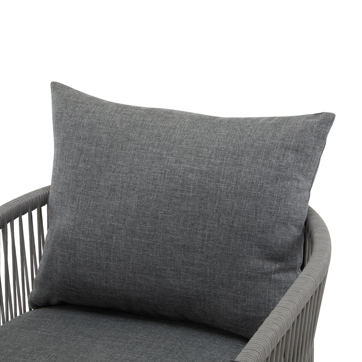 Modern Curved Aluminum Lounge Chair With Stylish Rope Weave Design And Cushioned Comfort For Outdoor